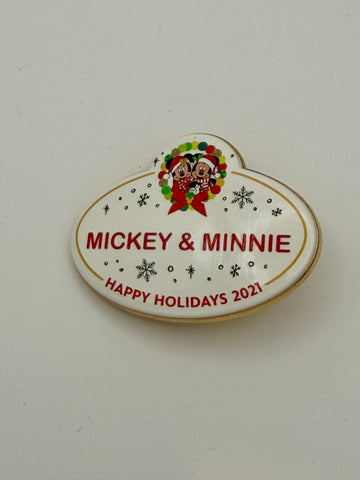 Mickey & Minnie DEC Seasonal  Nametag Chaser Pin LE 200