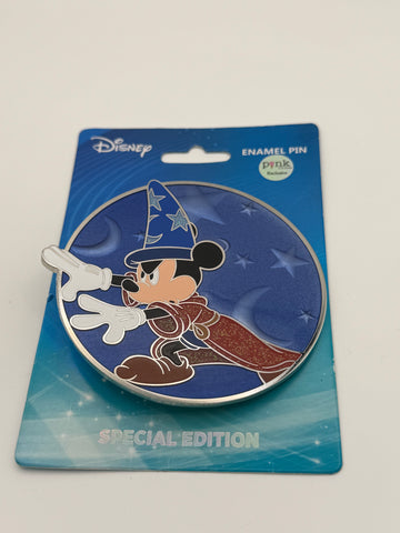 Disney PALM Sorcerer Mickey Pin 3” Jumbo Glitter  Pink A La Mode LE 300