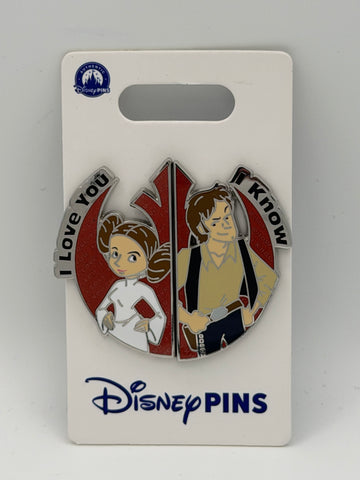Disney Parks Princess Leia Han Solo I Love You I Know 2-Pin Set