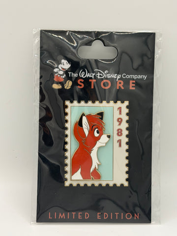 DEC TWDC Commemorative Animal Stamp Tod LE Pin from Fox and the Hound
