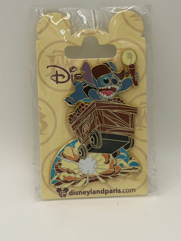 DLP Stitch Big Thunder Mountain Train Car Cart Cowboy BTM DLRP Paris Disney Pin