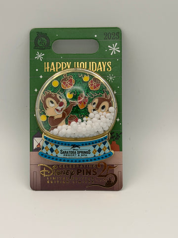 Disney Parks 2025 Happy Holidays SnowGlobe Chip and Dale LE 3000