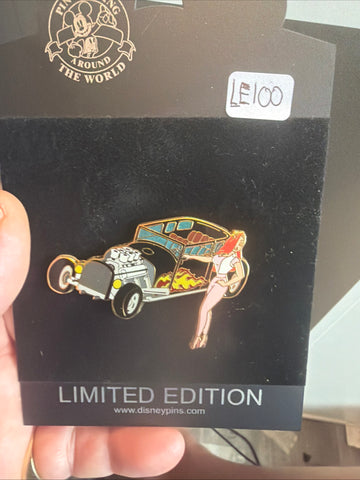 RARE LE100 Disney Pin Sexy Jessica Rabbit Hot Rod Classic Car Open Top Sedan HTF