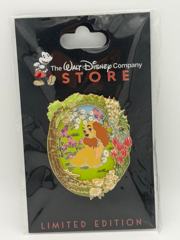 Disney DEC Spring Vibes Floral Frame Portrait Lady and The Tramp LE 300 Pin