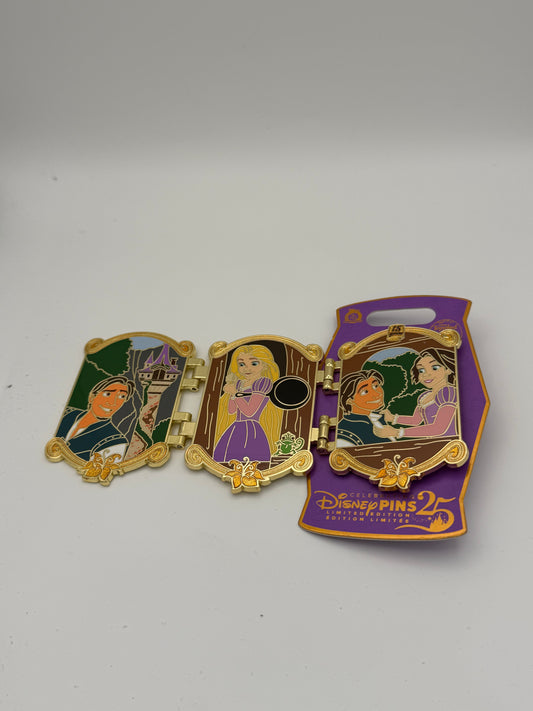 Disney 2025 Tangled 15th Anniversary Rapunzel Flynn Z Tri Fold Hinge LE Pin