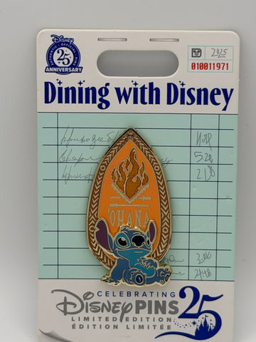 Disney 2025 Dining With Disney Ohana Stitch  LE 2500 pin