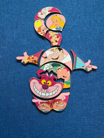 Disney Alice in Wonderland 75th Anniversary Cheshire Cat Puzzle Mystery Pin Set