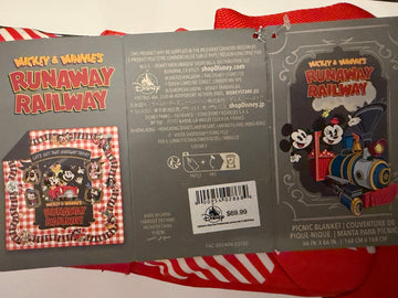 Disney Picnic Blanket Mickey Minnie Railway 66x66 Outdoor Water-Resistant Mat
