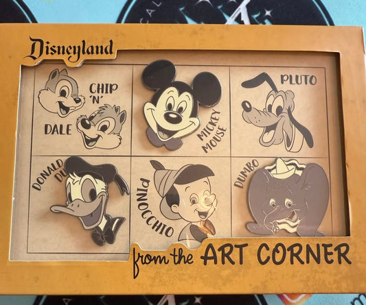 Nifty Fifties Disneyland Art Corner Double Sided 5 Pin Box Set LE 150 - image 2