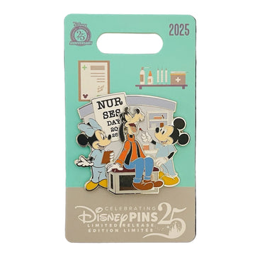 Disney Parks 2025 Nurses Day Pin Limited Release - Mickey Minnie Goofy