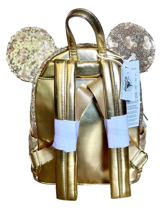Loungefly Disney Parks Minnie Mouse Gold Sequin Backpack